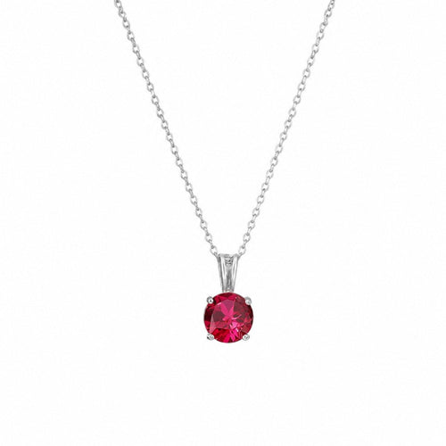 Timeless Round Cut Ruby White Gold Necklace