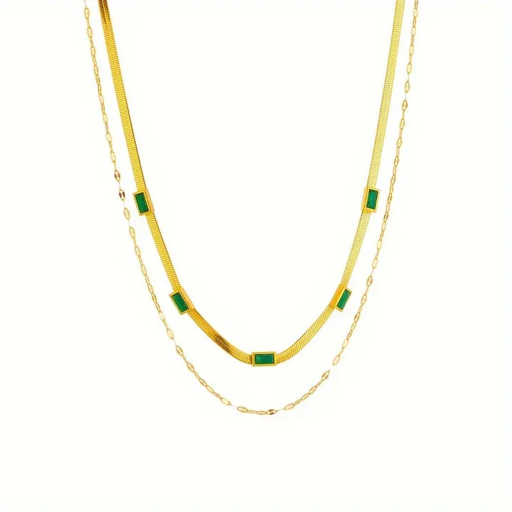 Lucia Double-Layer Emerald Necklace