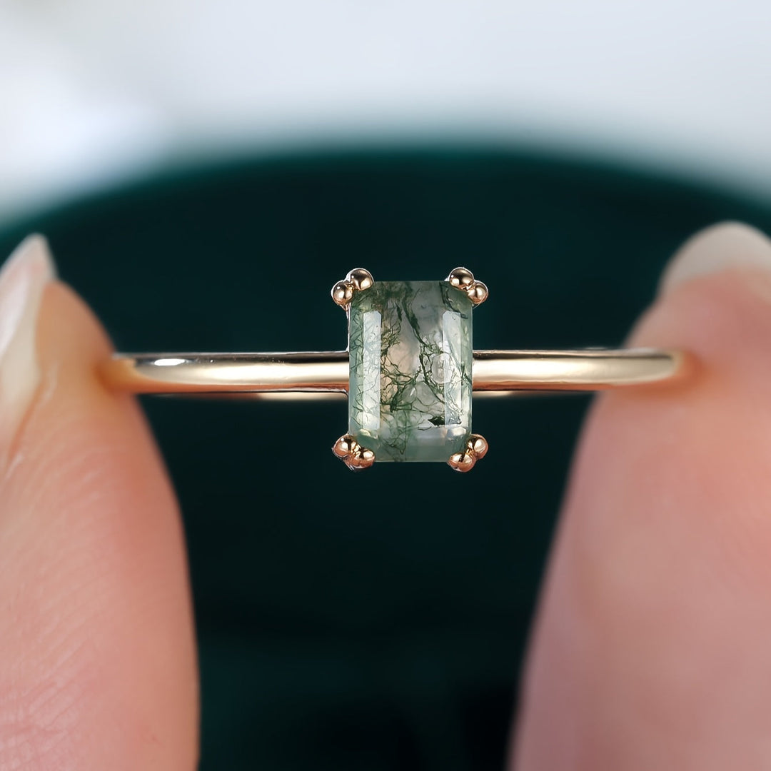 Natural Moss Emerald Ring