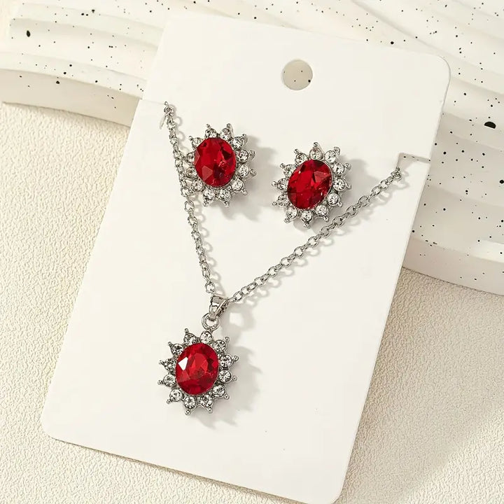 Sophisticated Ruby White Gold Set