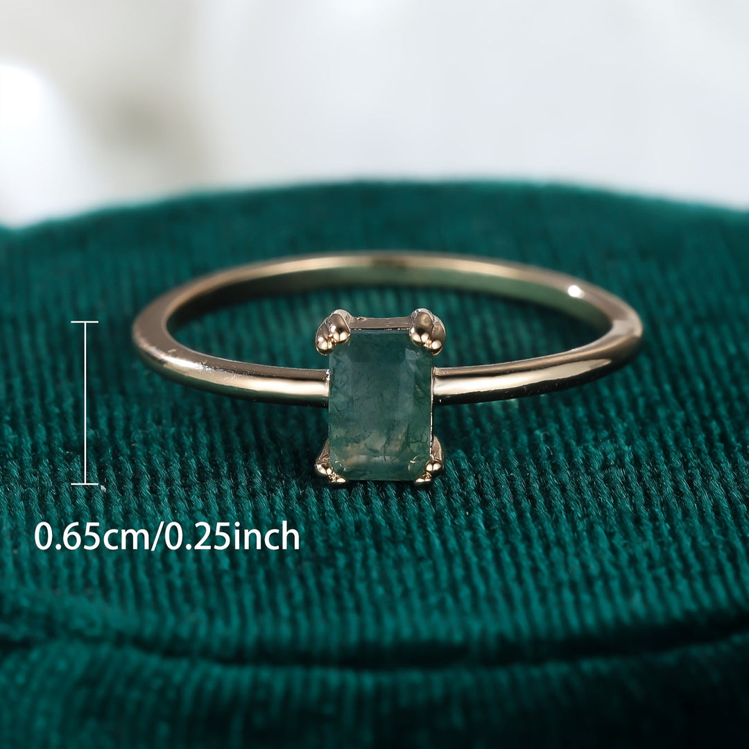 Natural Moss Emerald Ring