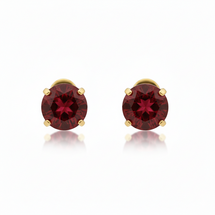 Elegant Ruby Gold Stud Earrings