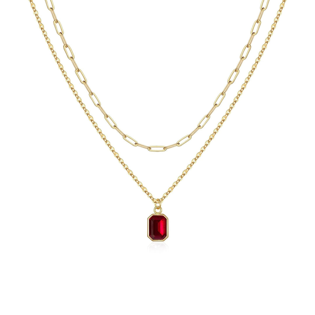Elegant Layered Ruby Gold Necklace