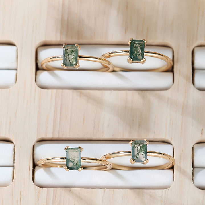 Natural Moss Emerald Ring