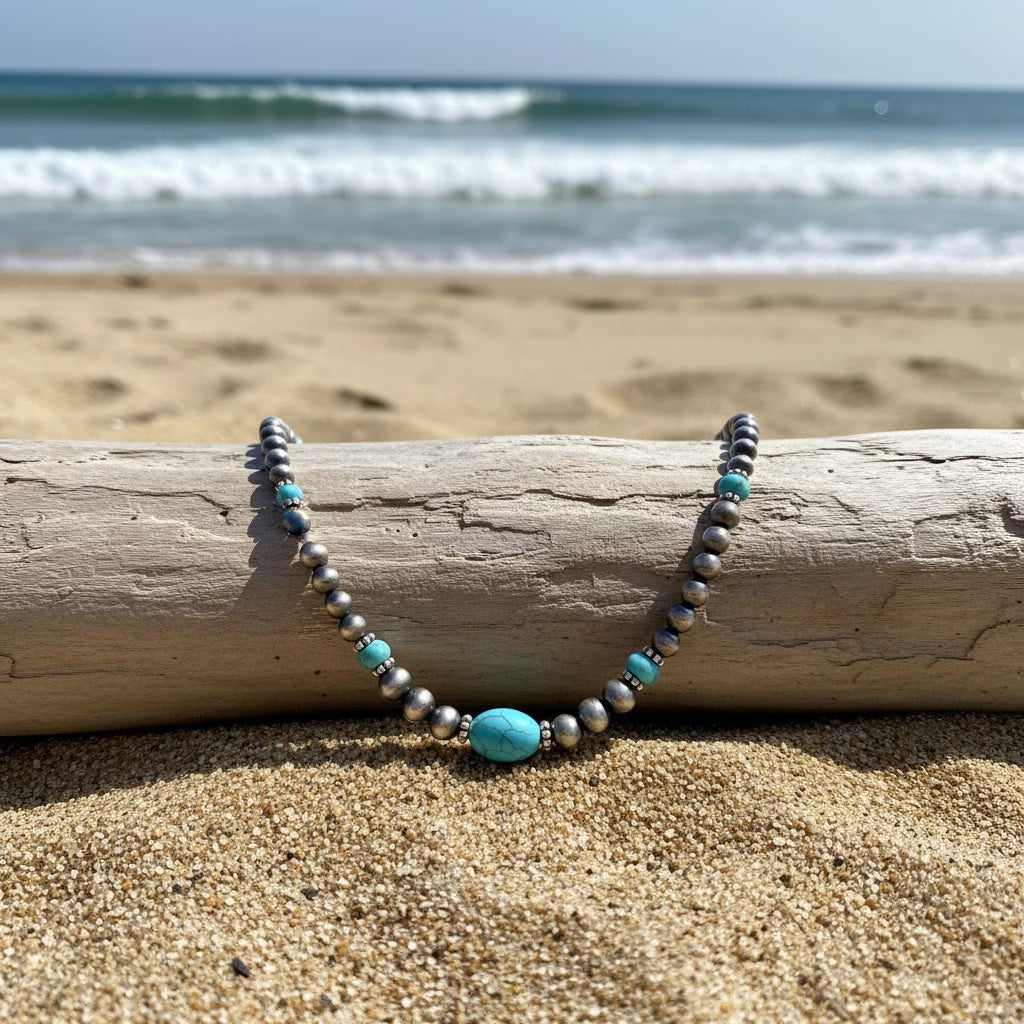 Turquoise Necklace and Earrings Modern Necklace