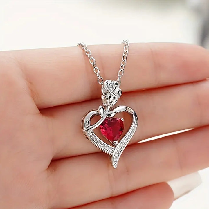 Elegant Ruby White Gold Necklace