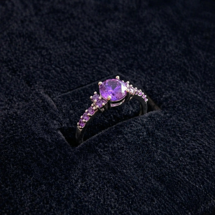 Sophisticated Amethyst White Gold Ring