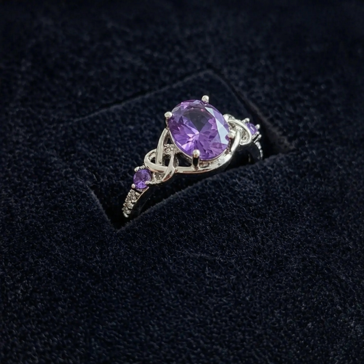 Elegant Amethyst White Gold Knot Ring