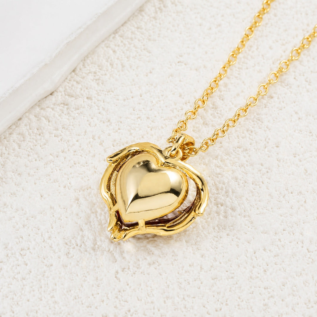 Sophisticated Ruby Heart Gold Necklace