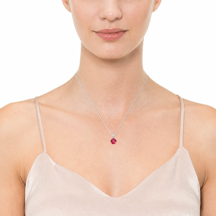 Timeless Round Cut Ruby White Gold Necklace